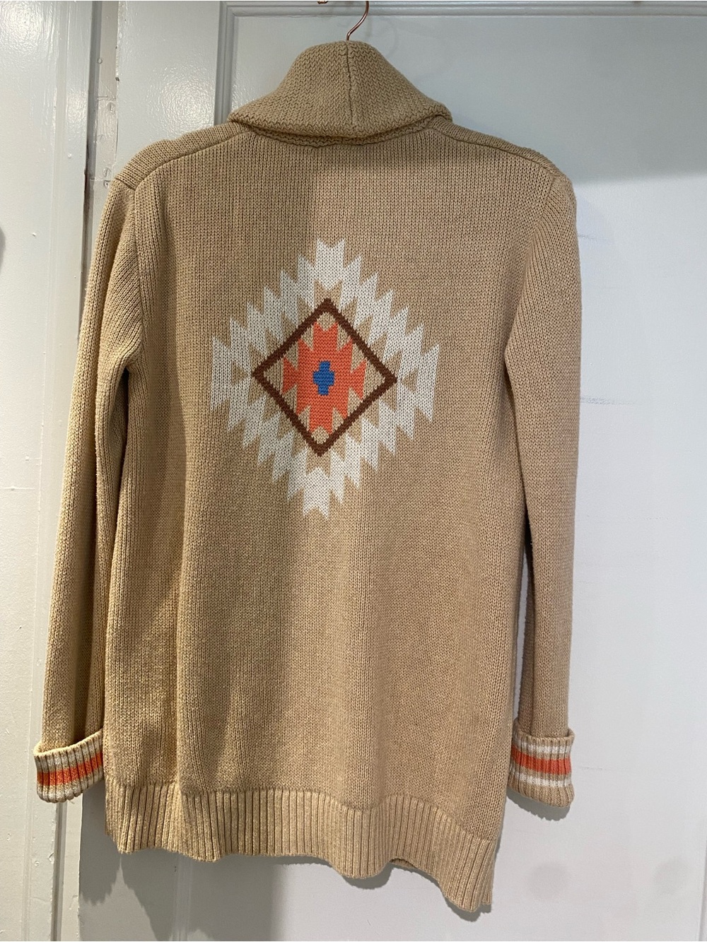 Pendleton Beige Aztec Pattern 100% cotton Cardigan Sz Small NWT